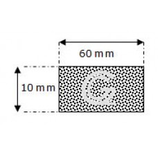 Rectangular sponge rubber cord | 10 x 60 mm| roll 25 meter